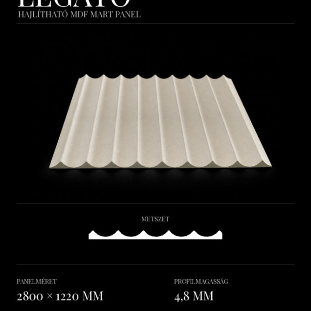 Panou decorativ flexibil canelat din MDF grunduit alb, profil Legato