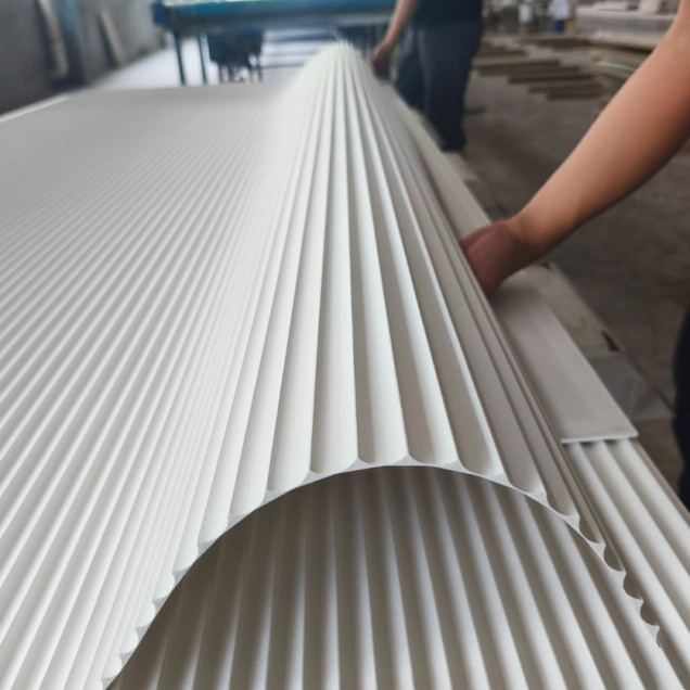 Panou decorativ flexibil canelat din MDF grunduit alb, profil Legato