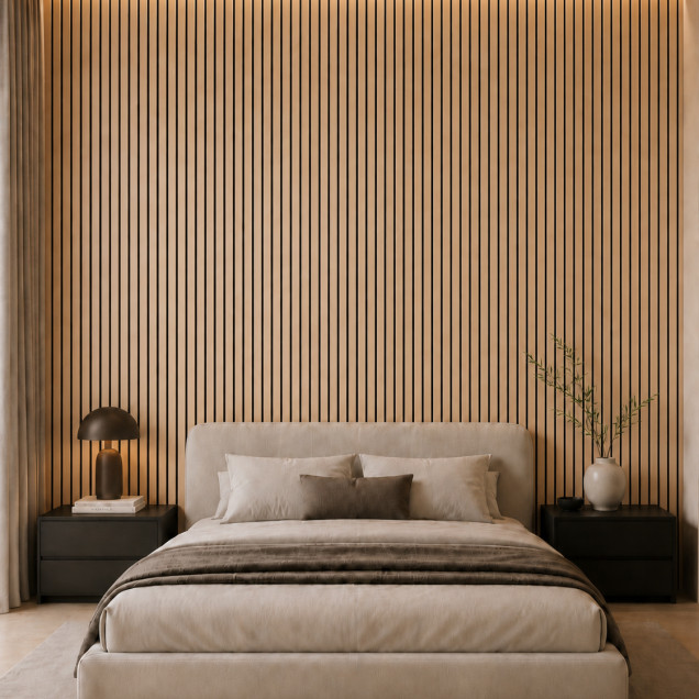 Riflaj decorativ 3D Lamelli Grosso, Stejar Deschis