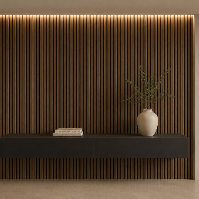 Riflaj decorativ 3D Lamelli Grosso, Stejar Închis