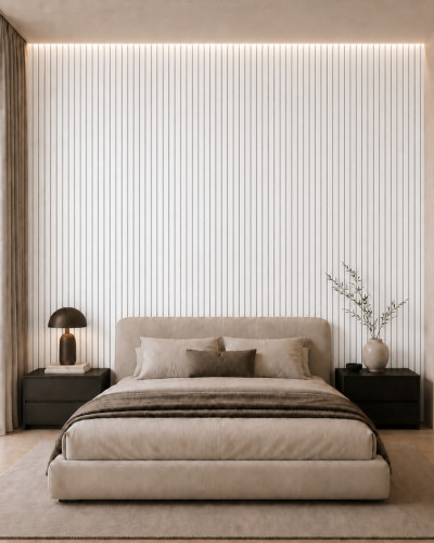 Riflaj decorativ 3D Lamelli Grosso Premium, White, 270x12 cm, Mardom Decor