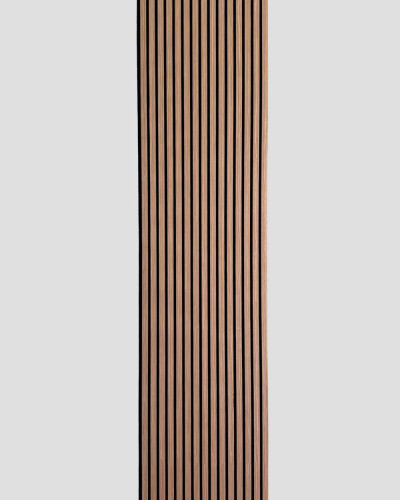 Panou acustic riflat Walnut montat pe perete