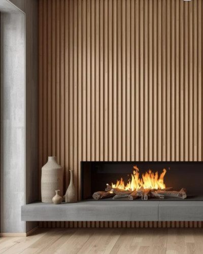 Riflaj decorativ WPC Natur Oak montat pe perete
