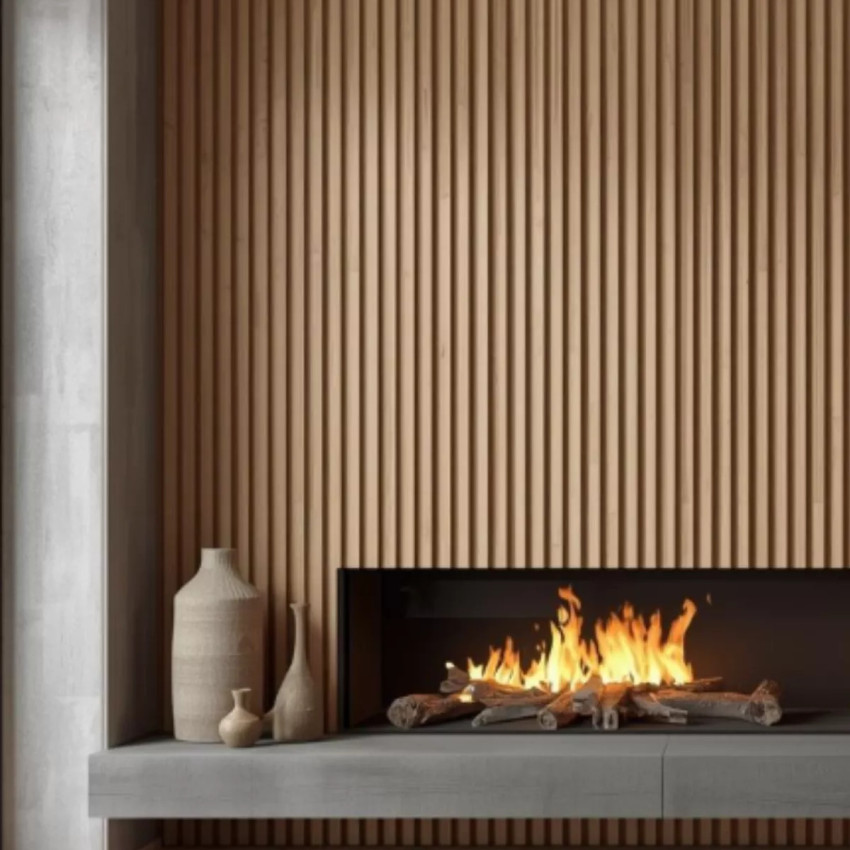 Riflaj decorativ WPC Natur Oak montat pe perete