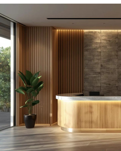 Riflaj decorativ WPC Timber montat pe perete