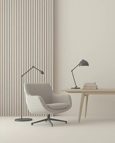 Riflaj decorativ WPC Frost White montat pe perete