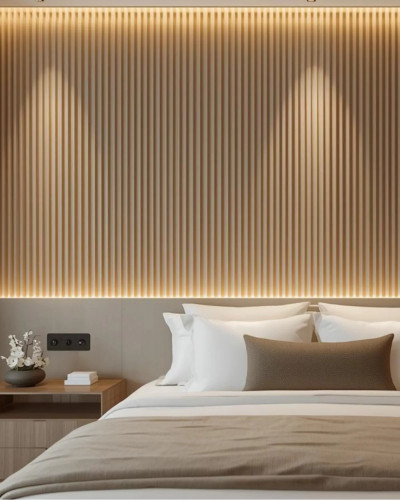 Riflaj decorativ WPC Sand Dune montat pe perete