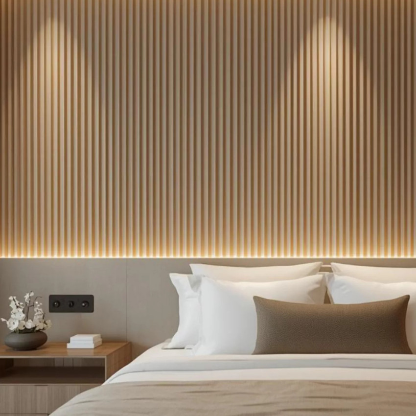 Riflaj decorativ WPC Sand Dune montat pe perete