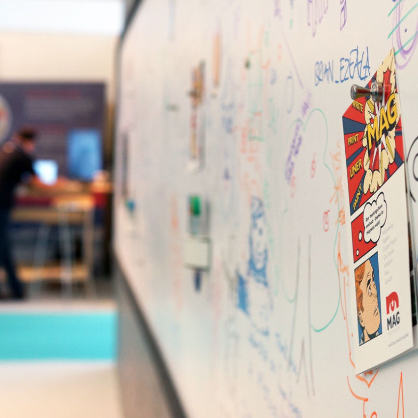 Perete whiteboard MagWrite Matt pe care se scrie cu markere