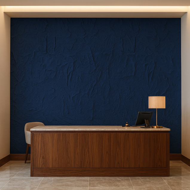Panou decorativ vopsibil XTW-P001, vedere pe toată înălțimea de 2,9 m, relief cu pliuri adânci și creste diagonale, cu zone mai netede între ele