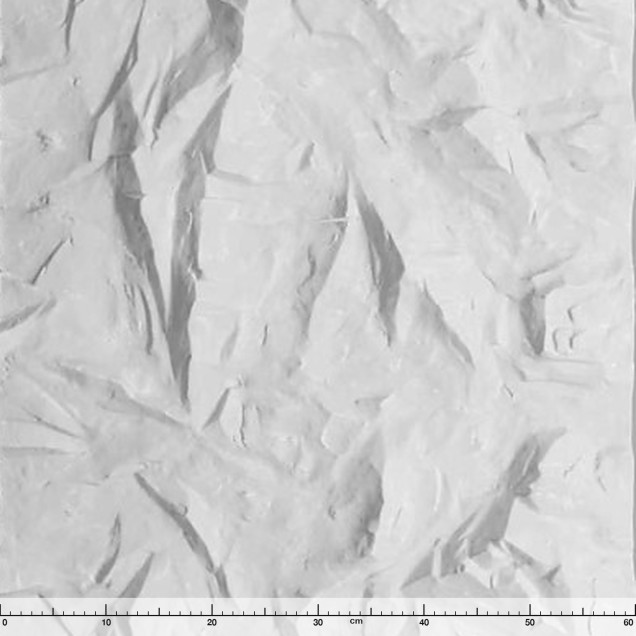 Panou decorativ vopsibil XTW-P003, vedere pe toată înălțimea de 2,9 m, relief cu creste și șanțuri cu orientare predominant verticală, într-un ritm mai fluid
