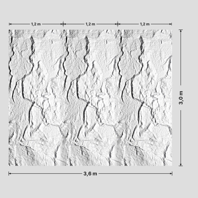 Panou decorativ vopsibil XTW-P004, vedere completă, relief de piatră spartă cu fisuri și creste verticale