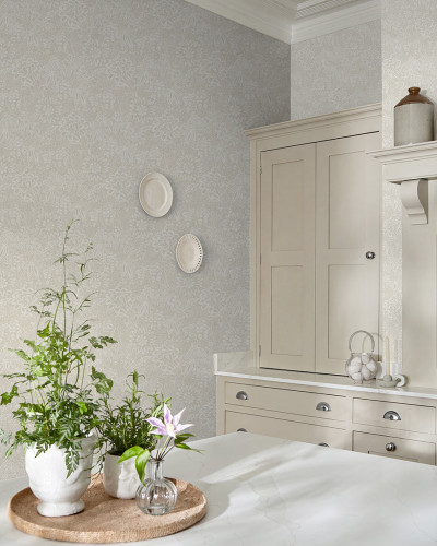 Tapet cu model floral cu bujori, Ivory