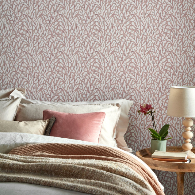 Tapet cu model cu ierburi ornamentale, Rose Pink