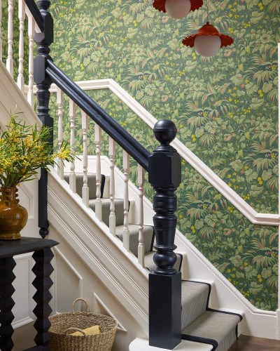 Palmette, Forest Green, 1838 Wallcoverings, 5.3mp / rola