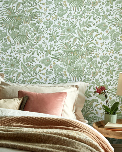 Palmette, Sage Green, 1838 Wallcoverings, 5.3mp / rola
