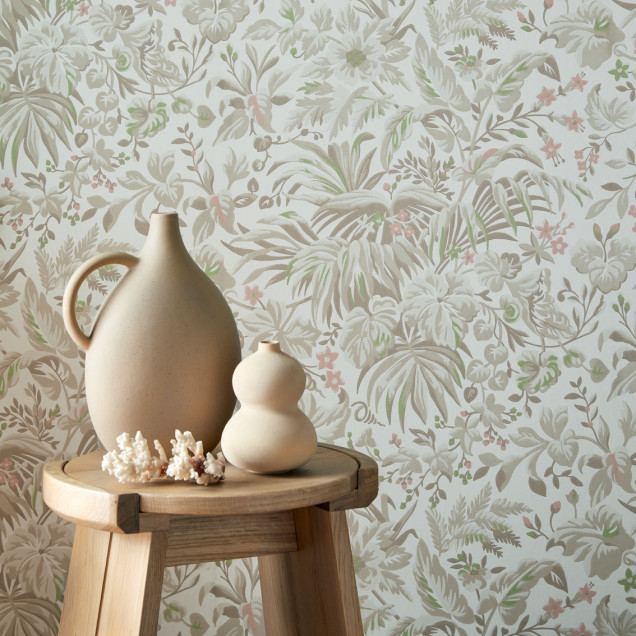 Tapet cu model floral tropical, Natural