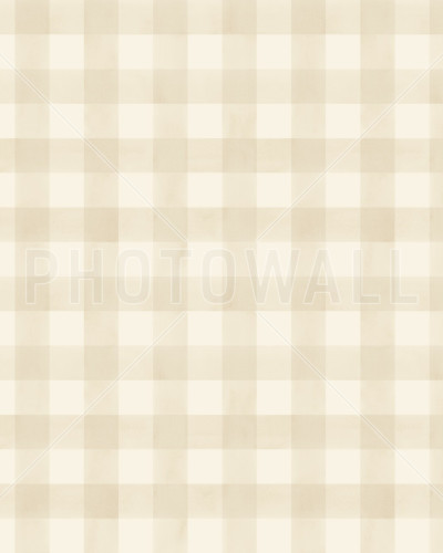 Tapet cu model Gingham discret în nuanță crem, prezentat într-un living amenajat.