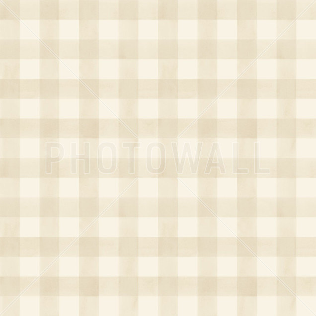 Tapet cu model Gingham discret în nuanță crem, prezentat într-un living amenajat.