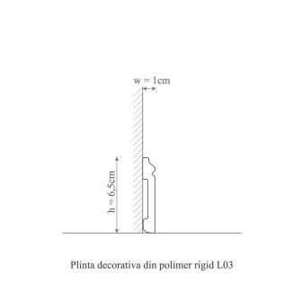 Plintă polimer rigid Allegria L3, 6.5 x 1 x 200 cm