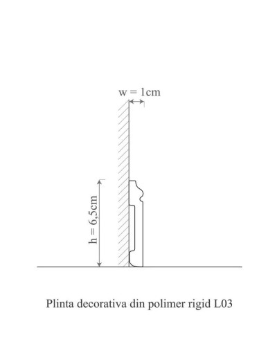 Plintă polimer rigid Allegria L3, 6.5 x 1 x 200 cm