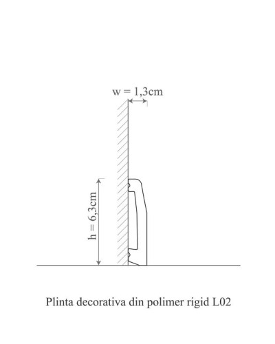 Plintă decorativă albă din polimer rigid