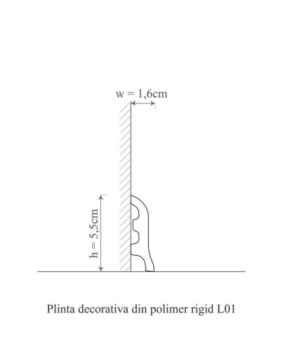 Plintă decorativă albă din polimer rigid