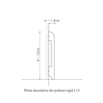 Plintă decorativă din polimer rigid, albă, montată pe perete