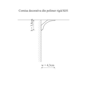 Cornișă polimer rigid montată la tavan