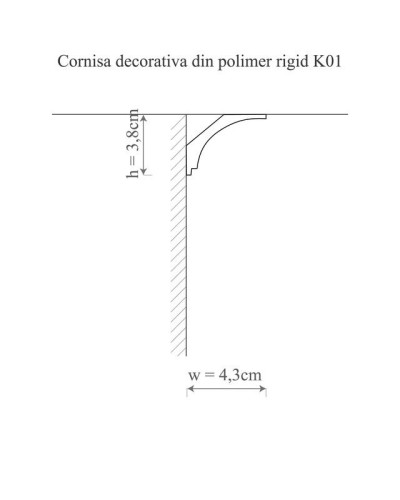 Cornișă polimer rigid montată la tavan