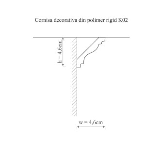 Cornișă polimer rigid Allegria K2, 4.6 x 4.6 x 200 cm