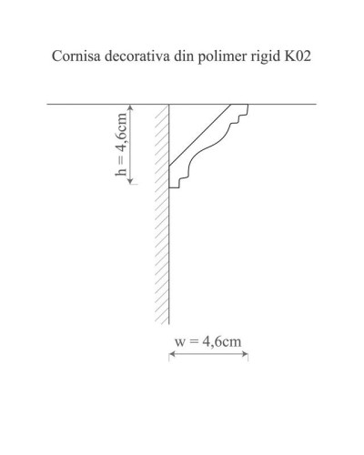 Cornișă polimer rigid Allegria K2, 4.6 x 4.6 x 200 cm
