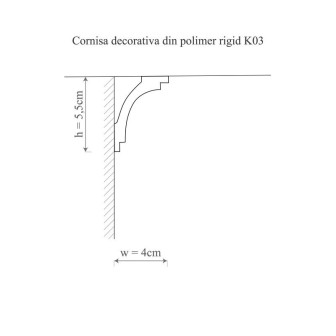Cornișă polimer rigid Allegria K3, 5.5 x 4 x 200 cm
