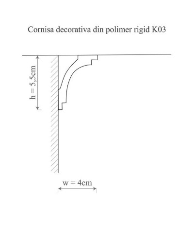 Cornișă polimer rigid Allegria K3, 5.5 x 4 x 200 cm