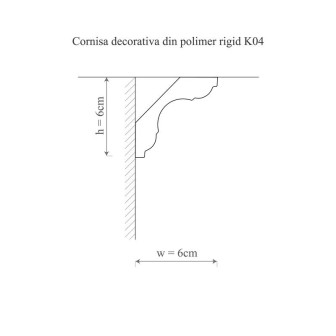 Cornișă polimer rigid Allegria K4, 6 x 6 x 200 cm