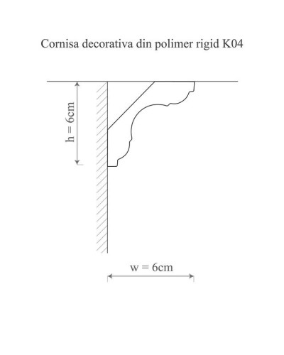 Cornișă polimer rigid Allegria K4, 6 x 6 x 200 cm
