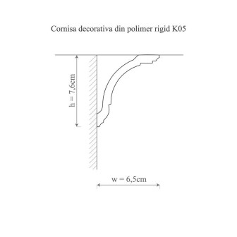 Cornișă polimer rigid Allegria K5, 6.5 x 7.6 x 200 cm