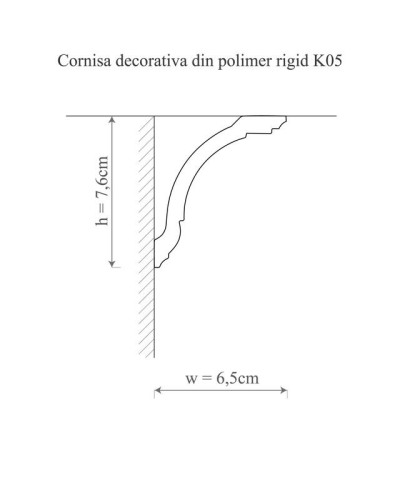 Cornișă polimer rigid Allegria K5, 6.5 x 7.6 x 200 cm