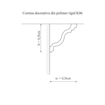 Cornișă polimer rigid Allegria K6, 6.9 x 6.9 x 200 cm