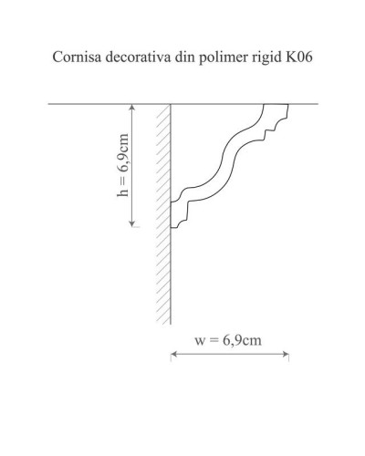 Cornișă polimer rigid Allegria K6, 6.9 x 6.9 x 200 cm