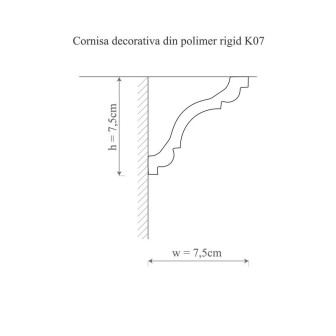 Cornișă polimer rigid Allegria K7, 7.5 x 7.5 x 200 cm