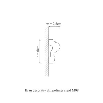 Brâu polimer rigid Allegria M8, 6 x 2.5 x 200 cm