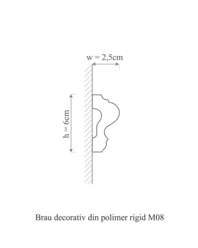 Brâu polimer rigid Allegria M8, 6 x 2.5 x 200 cm