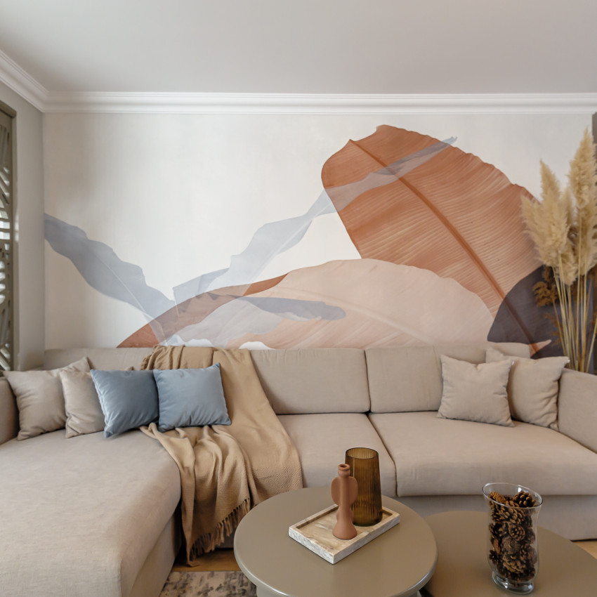 Fototapet cu design abstract de frunze stilizate