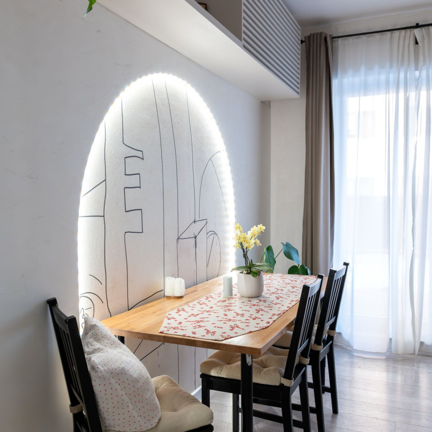 Tapet abstract Flight of Fancy cu linii simple, perfect pentru un decor modern.