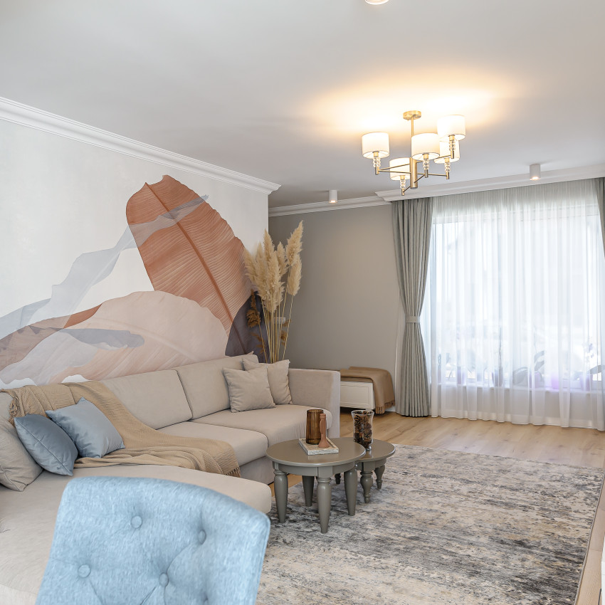 Fototapet cu design abstract de frunze stilizate