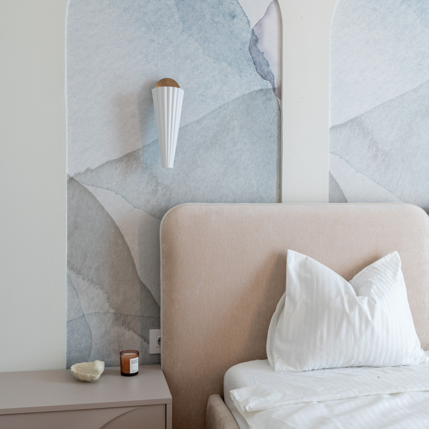 Tapet decorativ cu model abstract în nuanțe de albastru și verde