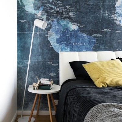 Fototapet personalizat Harta lumii - Albastru, de la Rebel Walls | XT Deco, Fototapet dormitor 